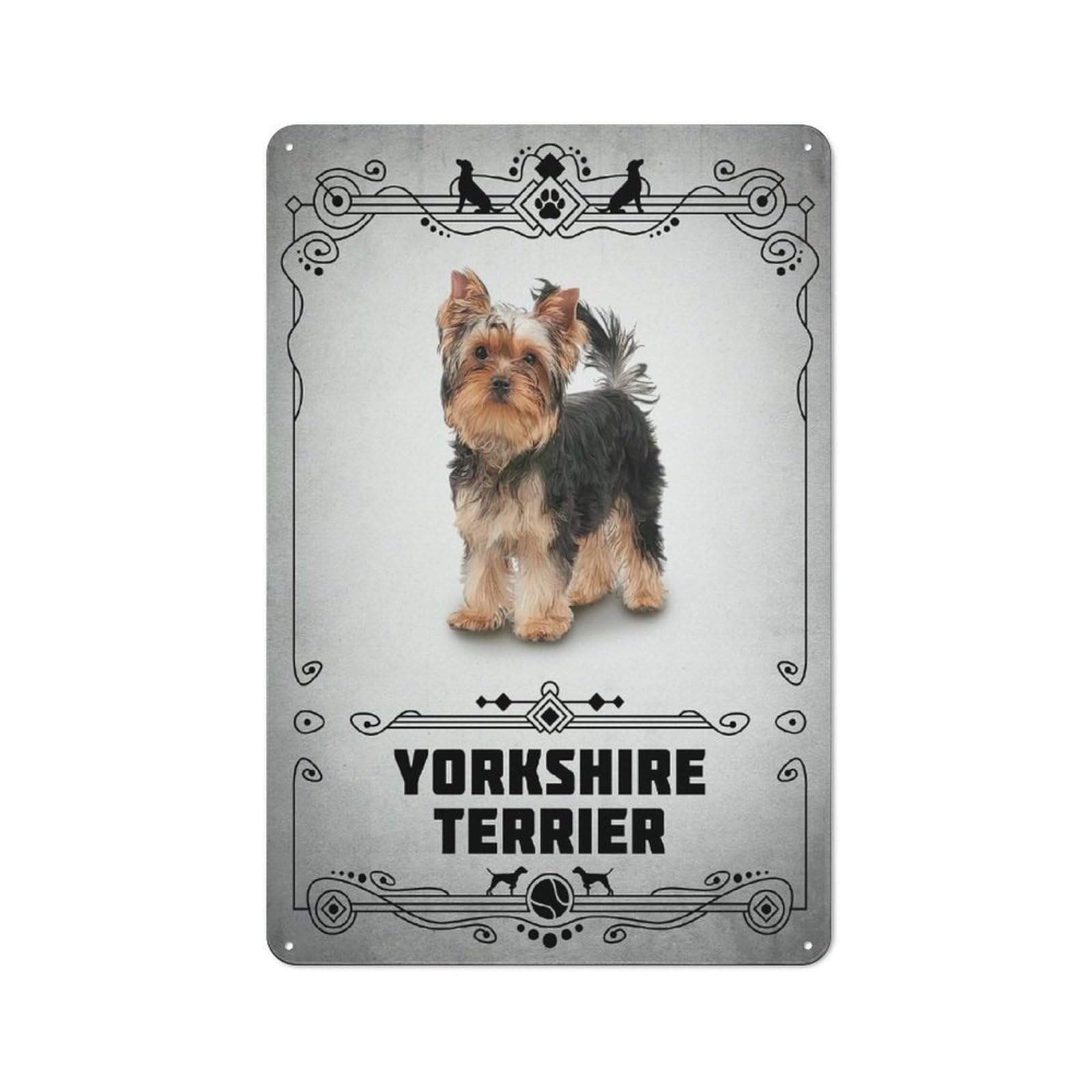 Junmoney Style-21 Urban Metal Wall Art Sign 30X20cm Featuring Yorkshire Terrier, Urban Room Decor For Modern Home, Workshop, Office Or Cafe