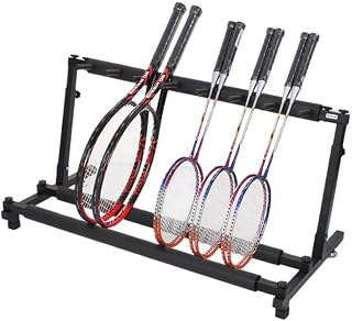 FAXIOAWA Multiple Storage Stand for Tennis Racket/Violins/Ukuleles/Guitars, Black Floor Corner Badminton Racquet Holder with Soft Foam Arms And Height Adjustable (Black 2Tiers)