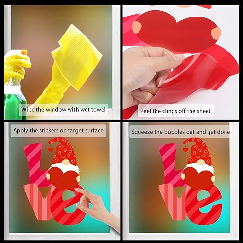 Miniatura 4 de CCINEE Pegatina adhesiva para ventana para decoración del hogar (corazón 3)