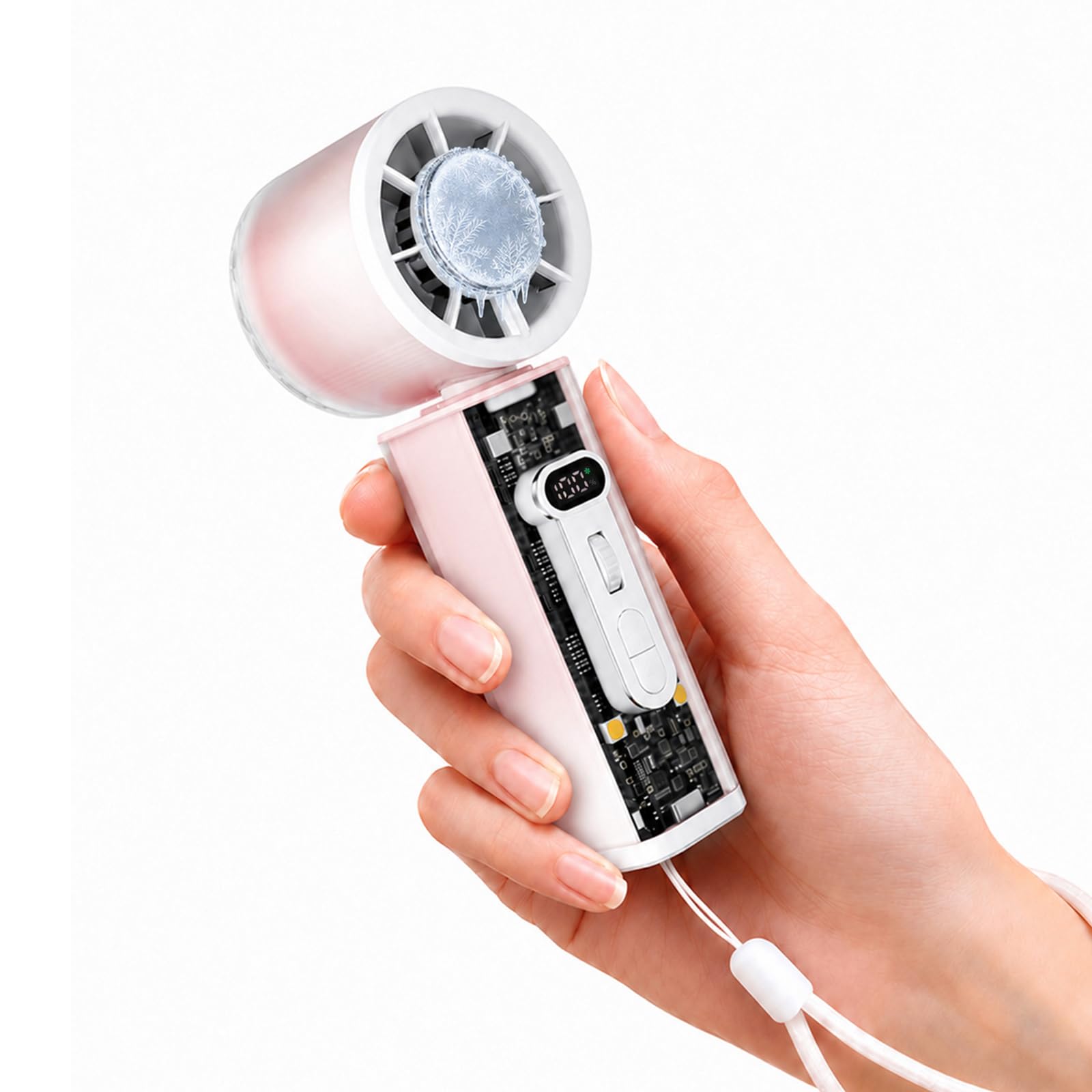 Handheld Portable Fan with Instant Cooling System, 120° Oscillation