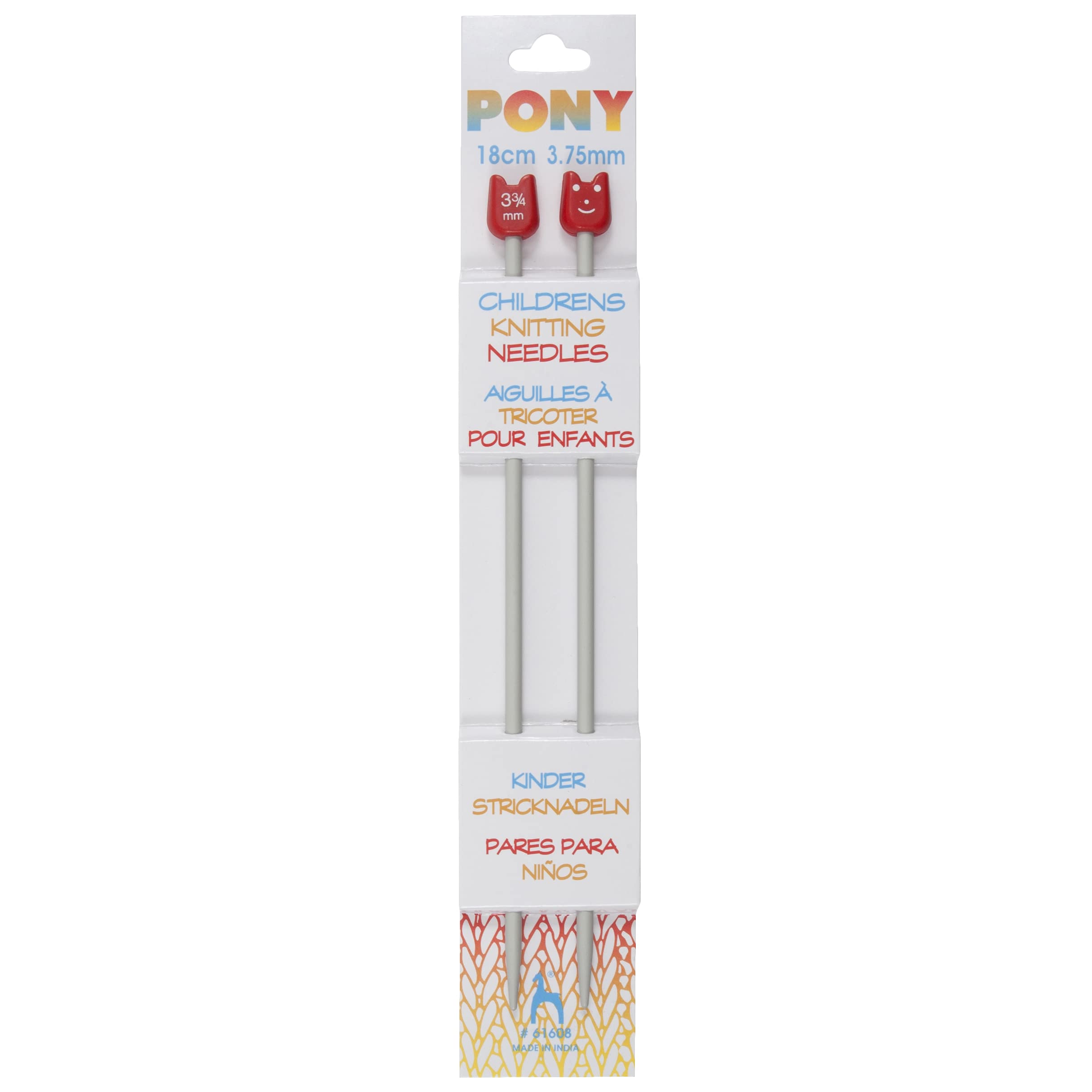 Pony Single Ended - Knitting Needles for Children, Multicolour, Aluminum, 18 cm x 3.75 mm