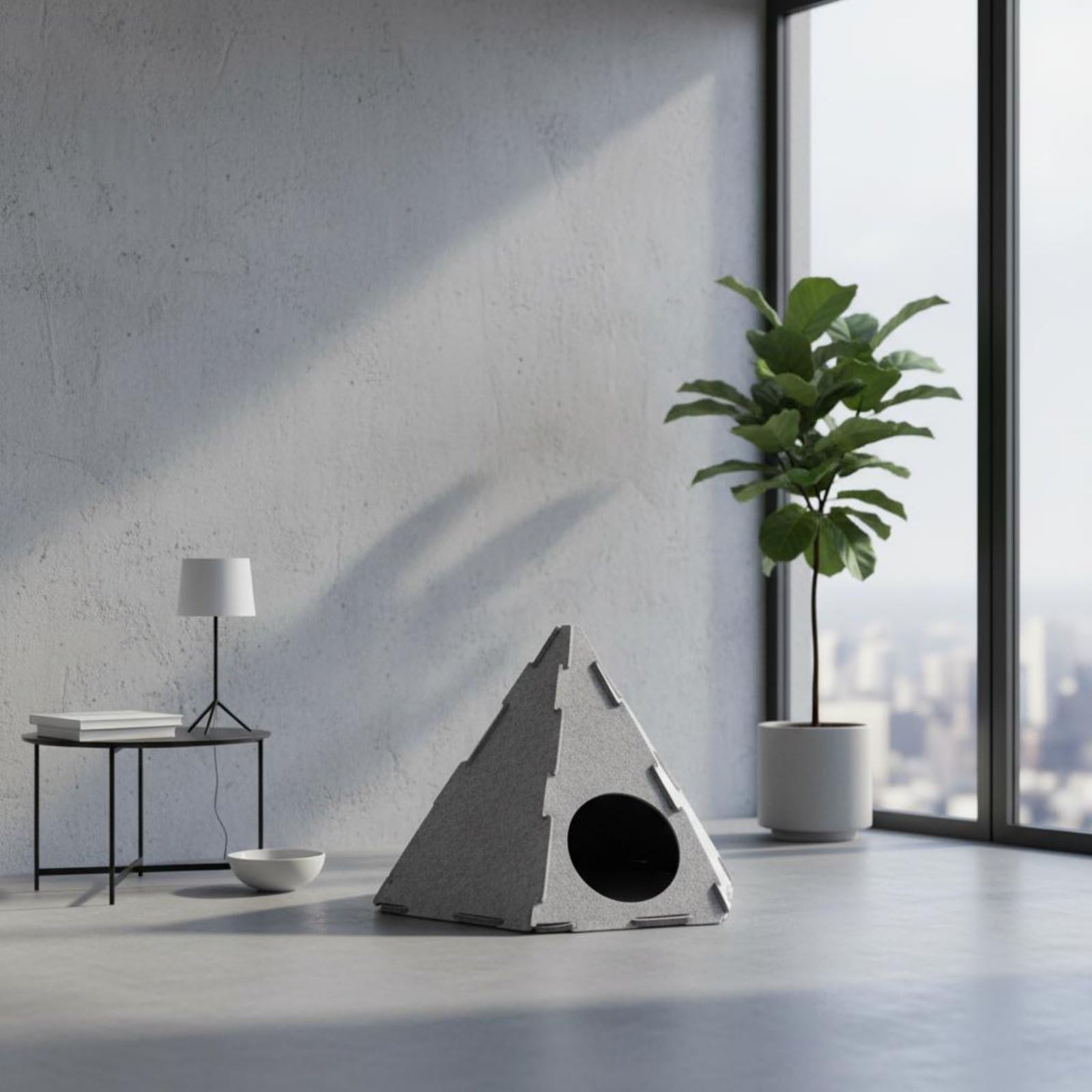 Filz Katzenhöhle Katzenbett Katzenhaus Katzenversteck Im Stilvollen Kegel mit Hexagon Kuschelige Umgebung Temperaturausgleichend Und Luftig Zerlegbar