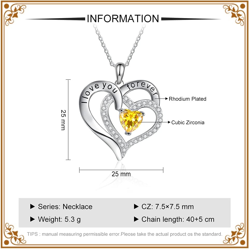 Nameinhea Personalized Mothers Necklace with Simulated Birthstone LOVE Heart Necklaces for Women Mothers day Birthday Gifts