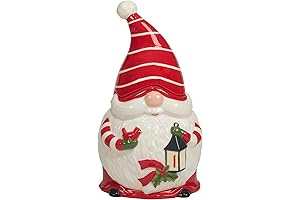 Certified International Christmas Gnomes 56 oz. 3-D Handcrafted Cookie Jar, Multicolor