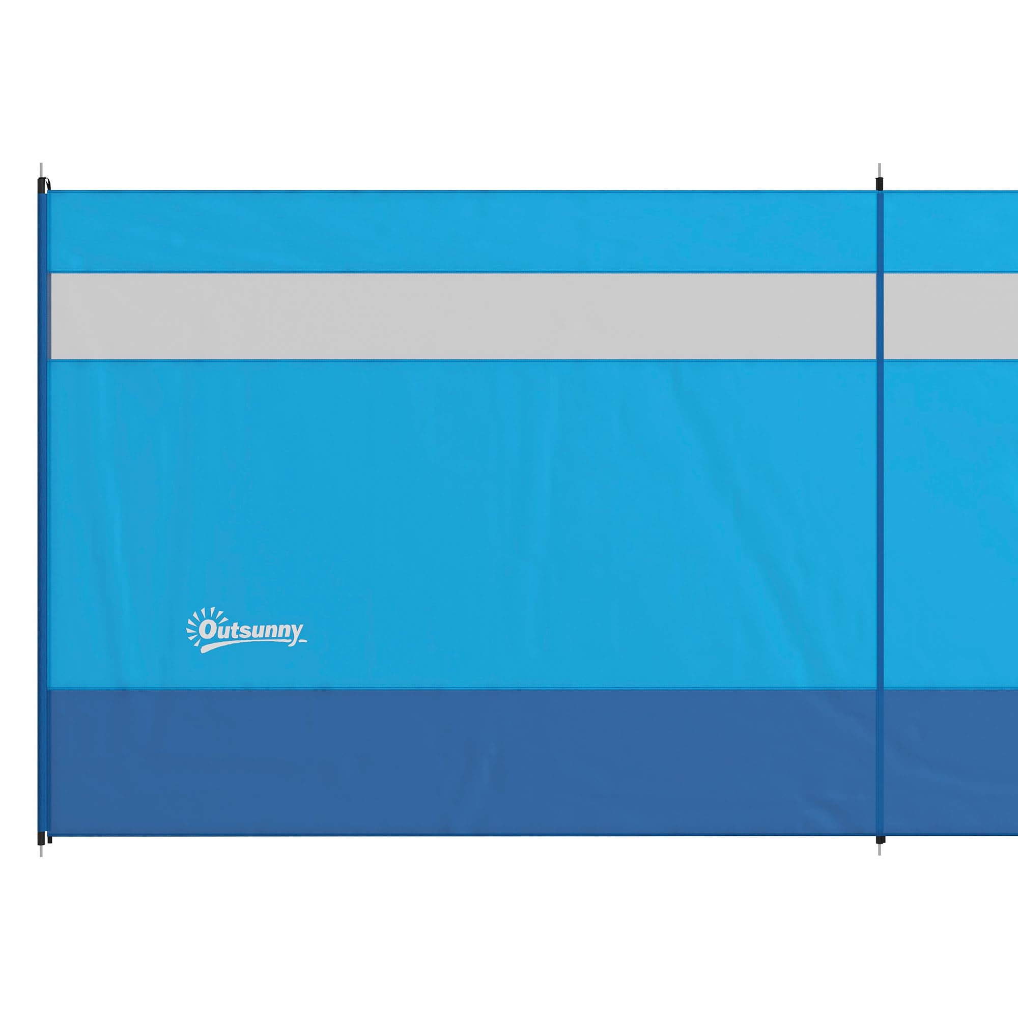 Outsunny Cortavientos para Camping de 4 Paneles, 725x140 cm, Paravientos Playa Impermeable con Postes de Acero, Panel Superior Transparente, Bolsa de Transporte y Estacas, para Playa y Jardín, Azul