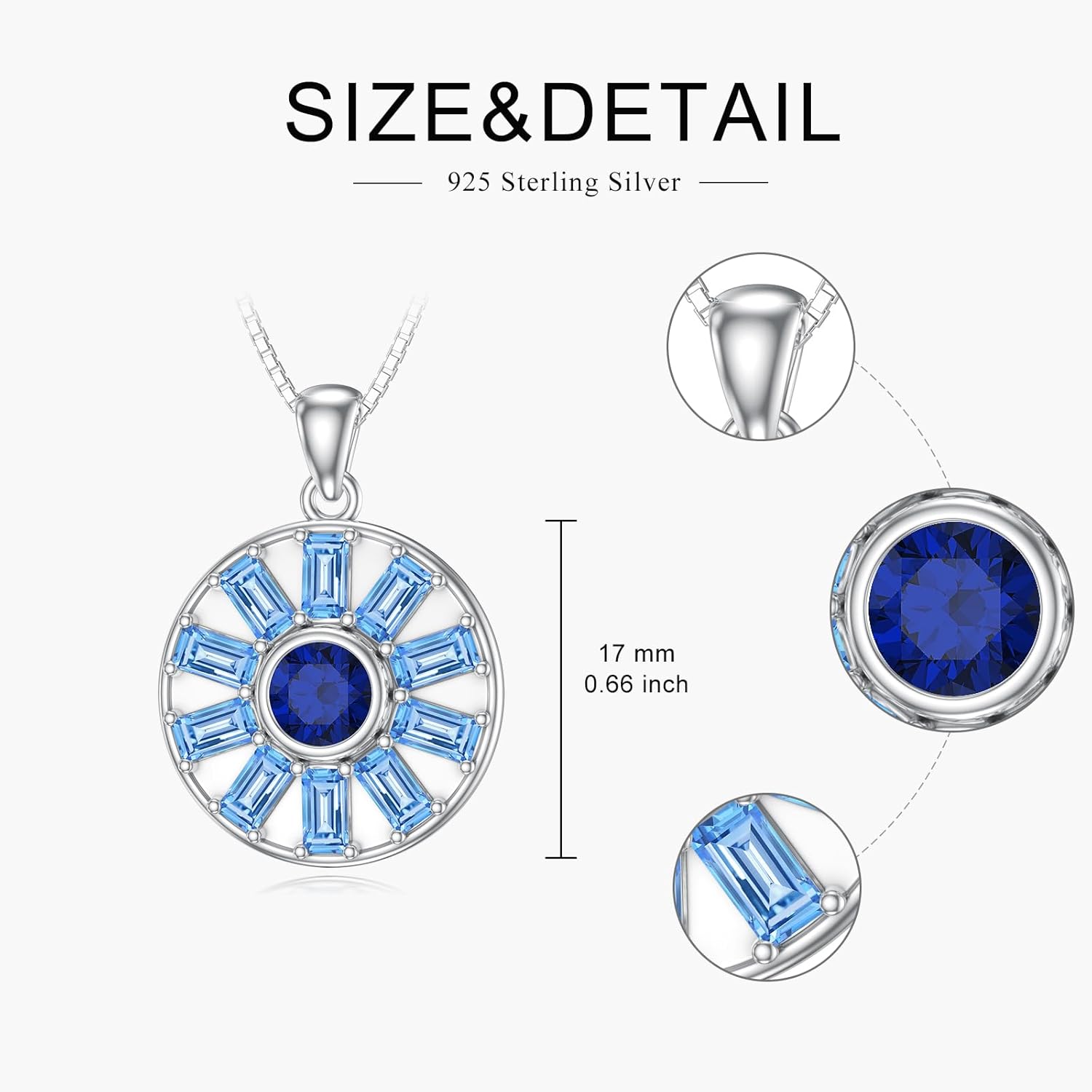 PEIMKO 925 Sterling Silver Evil Eyes Necklace Blue Lucky Protection Round Evil Eyes Pendant Necklace for Women Birthday Gifts - Image 5