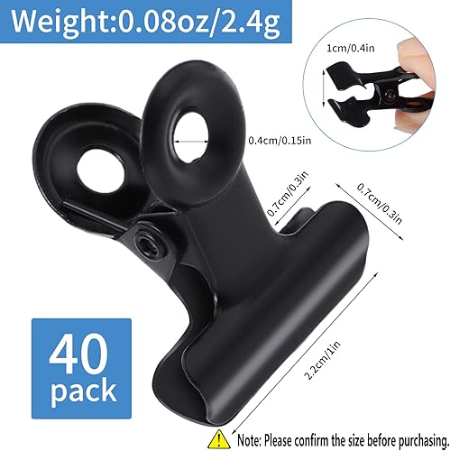 Miniatura 2 de 40 Pack Bulldog Clips,1 Inches Small Metal Clips,Metal Hinge Clips,Photo Clips,Paper File Clips for Crafts,Food Bags,Drawings, Photos at Home