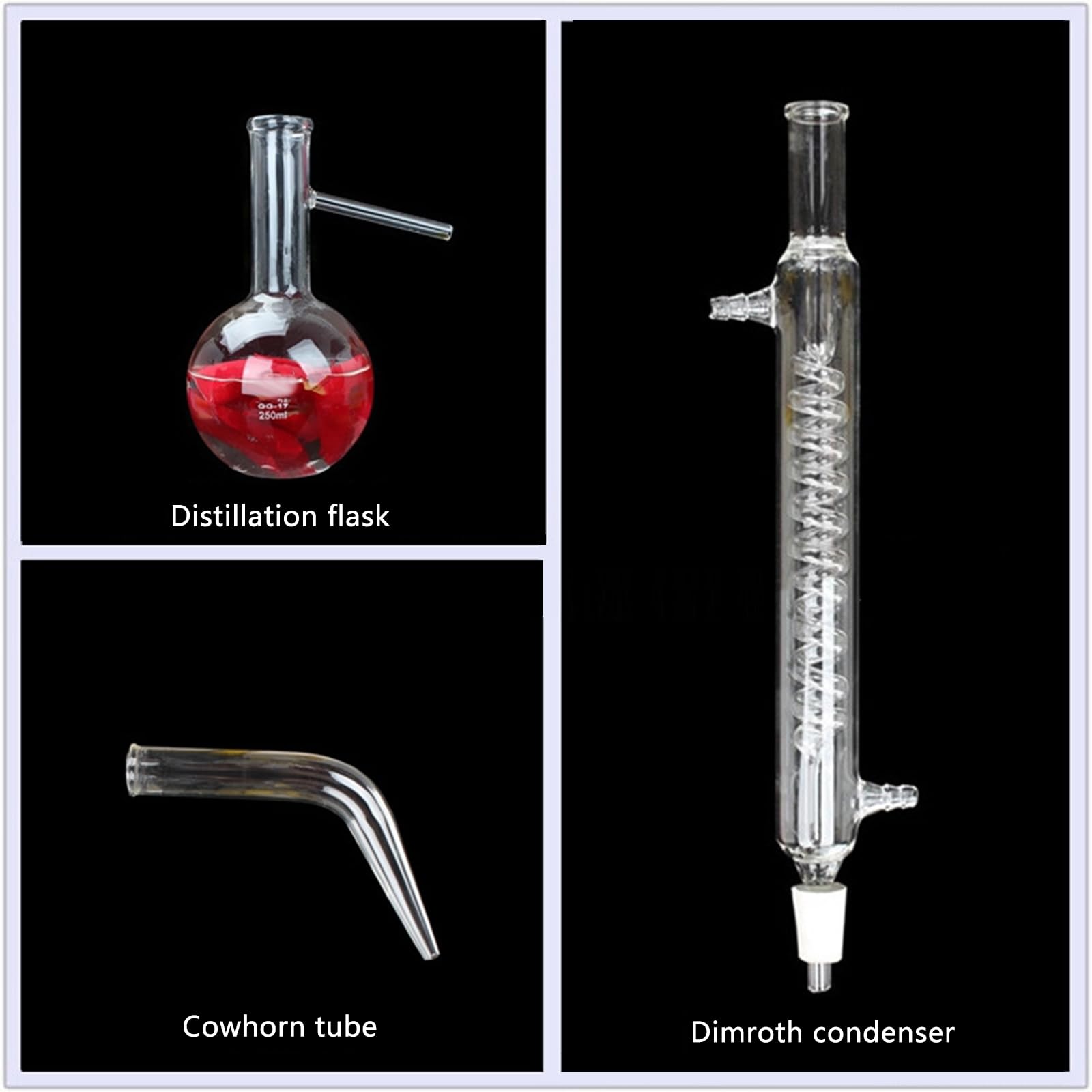 Aparato de Destilación de Laboratorio,Aparato de Destilación de Vidrio,Kit de Destilación al Vacío,Matraz Erlenmeyer,Kit de Cristalería Química,para Laboratorio,Enseñanza Escolar,Estudiantes