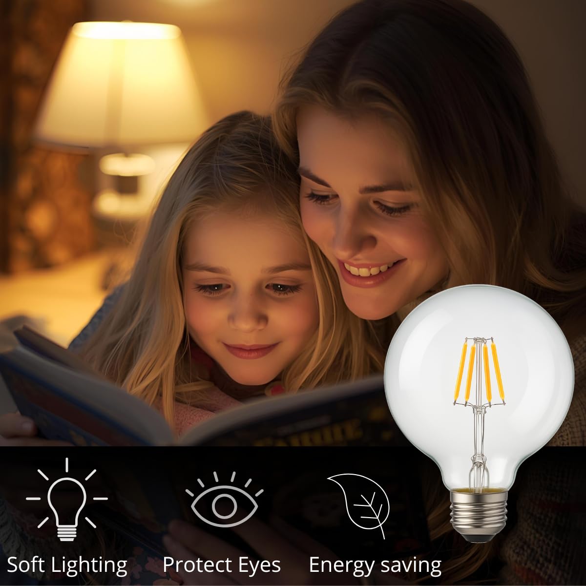 JANDEI - 5 x 5W LED-Glühbirne mit Glühfaden, Edison-Sockel E27, Vintage-Stil, sichtbare Kristalloberfläche, 2700 K, 815 Lumen. Dekorativ, elegant, nicht dimmbar, Abmessungen: 12,5 cm x 18 cm.