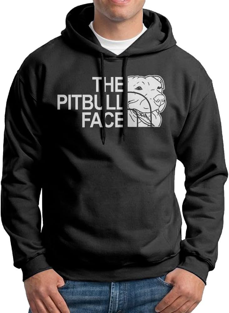 Funny Pitbull Hoodie Sweatshirts Mens Fleece Sweater Size L Black