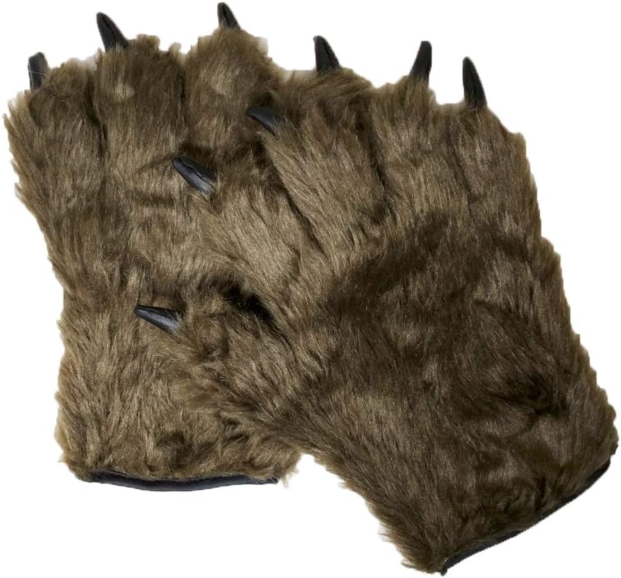 NOVELTY GIANT WWW.NOVELTYGIANT.COMAdult Text Friendly Furry Brown Werewolf Monster Hairy Costume Open Finger Gloves
