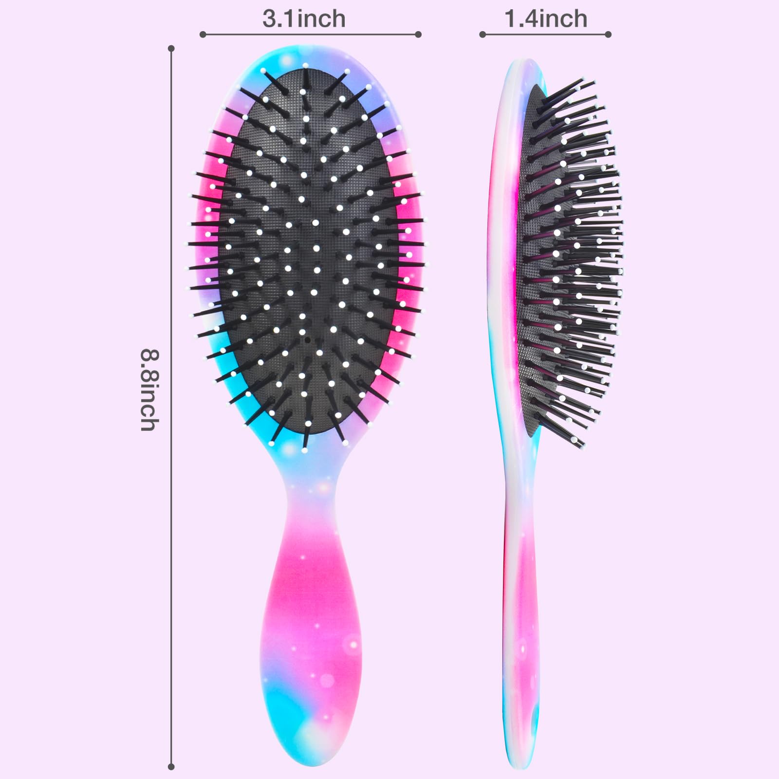 Cepillo de pelo para niñas, cepillo de pelo desenredante para cabello rizado, cepillo de cabello para mujer, cepillo de cabello sin dolor para cabello grueso (unicornio estrellado)