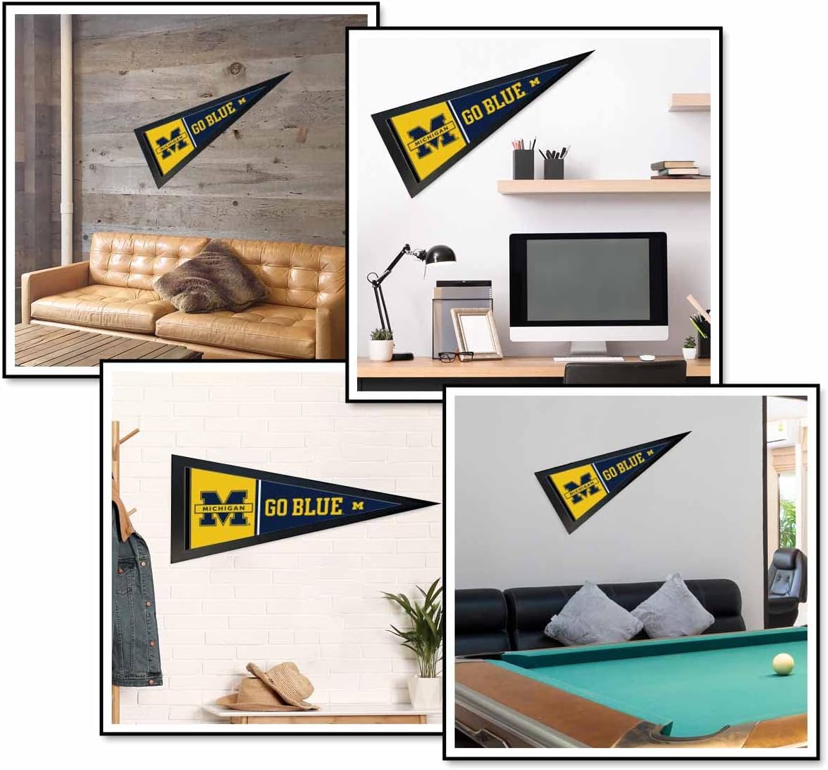 College Flags & Banners Co. Michigan Wolverines Go Blue Pennant and Wood Pennant Frame