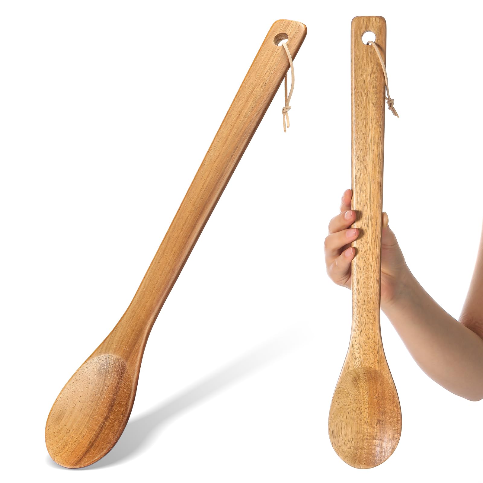 Baderke 1 Pcs 18 Inches Extra Long Wooden Spoons Large Non-stick Kitchen Wooden Spoons Giant Heavy Duty Stir Paddle for Cooking Mixing Stirring Heat Resistant Cooking Tool Chef Mom Gifts (Acacia)