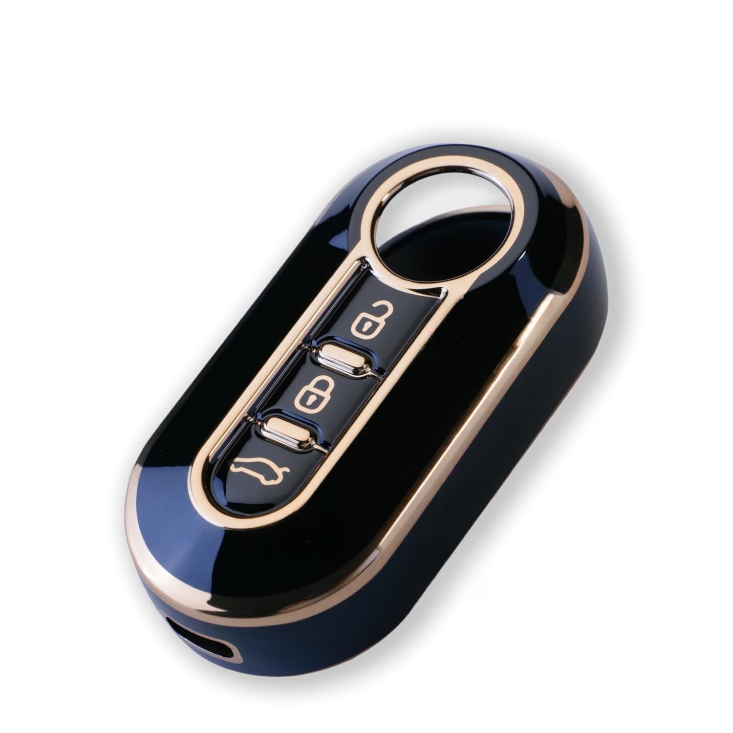 RUXYAXFOL TPU Cover Chiave Auto per Fiat 500 Punto Bravo Brava Panda Doblo Ducato Idea Line Ulysse Tipo Lancia Ypslon Delta Musa Custodie Chiave Auto, 2 pezzi, oro nero