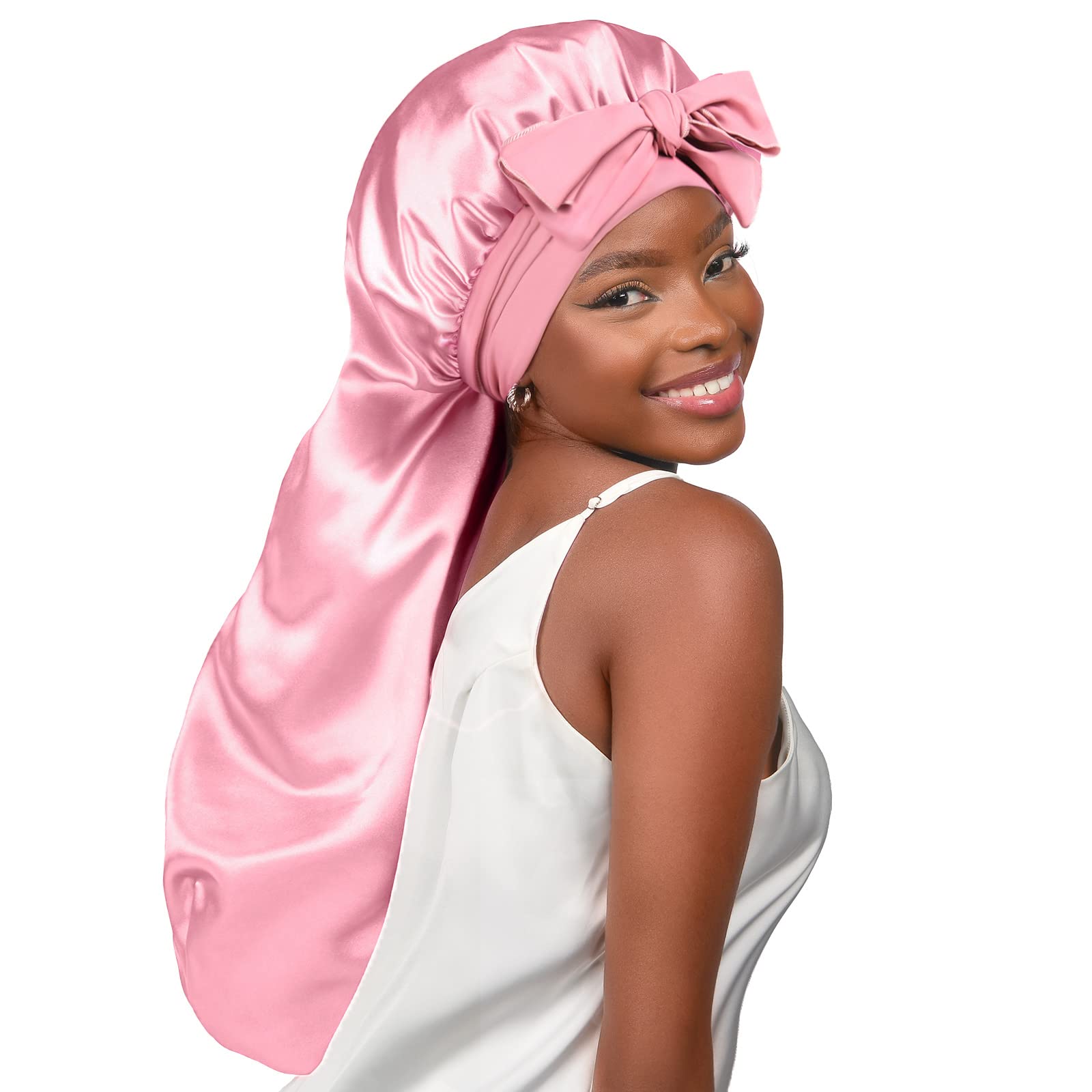 YANIBEST Silk Bonnet for Sleeping - Tie Band for Braids & Locs for Long, Curly Hair
