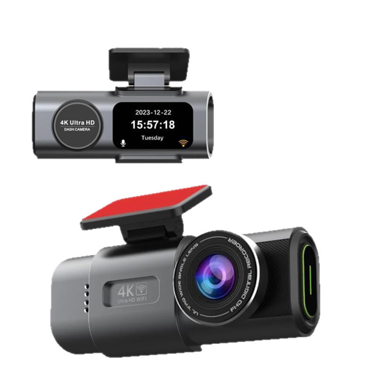 Kamera samochodowa, Kamera Na Deskę Rozdzielczą 4K GPS WIFI APP 24H Noktowizor Mini Tylny Obiektyw Dashcam Wideorejestrator Samochodowy Do Czarnej Skrzynki
