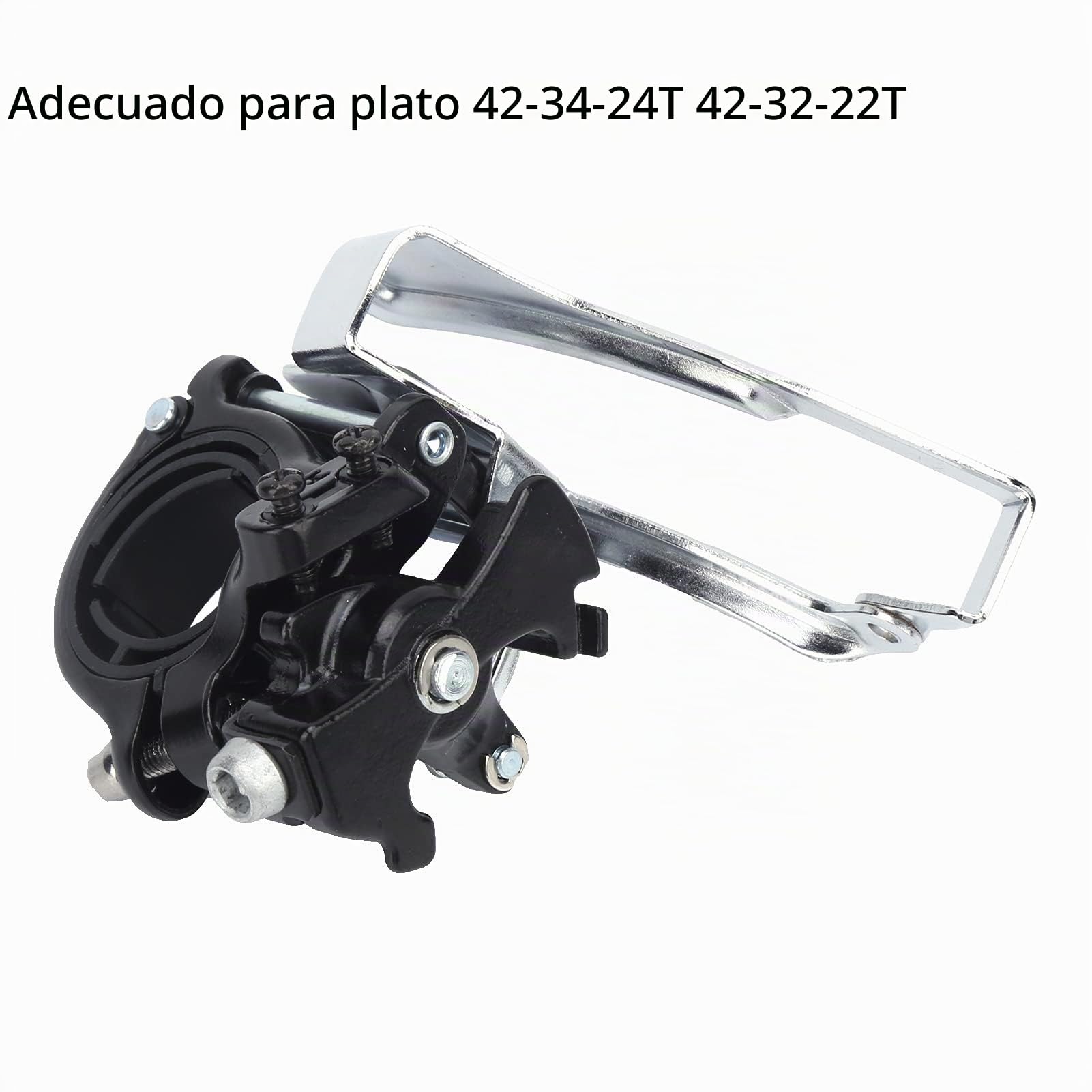 Keenso Desviador Delantero de Bicicleta, aleación de Aluminio Desviador de Bicicleta de montaña Desviador Delantero de Bicicleta Accesorio de Ciclismo para Platos 42-34-24T / 42-32-22T de 3 Dientes