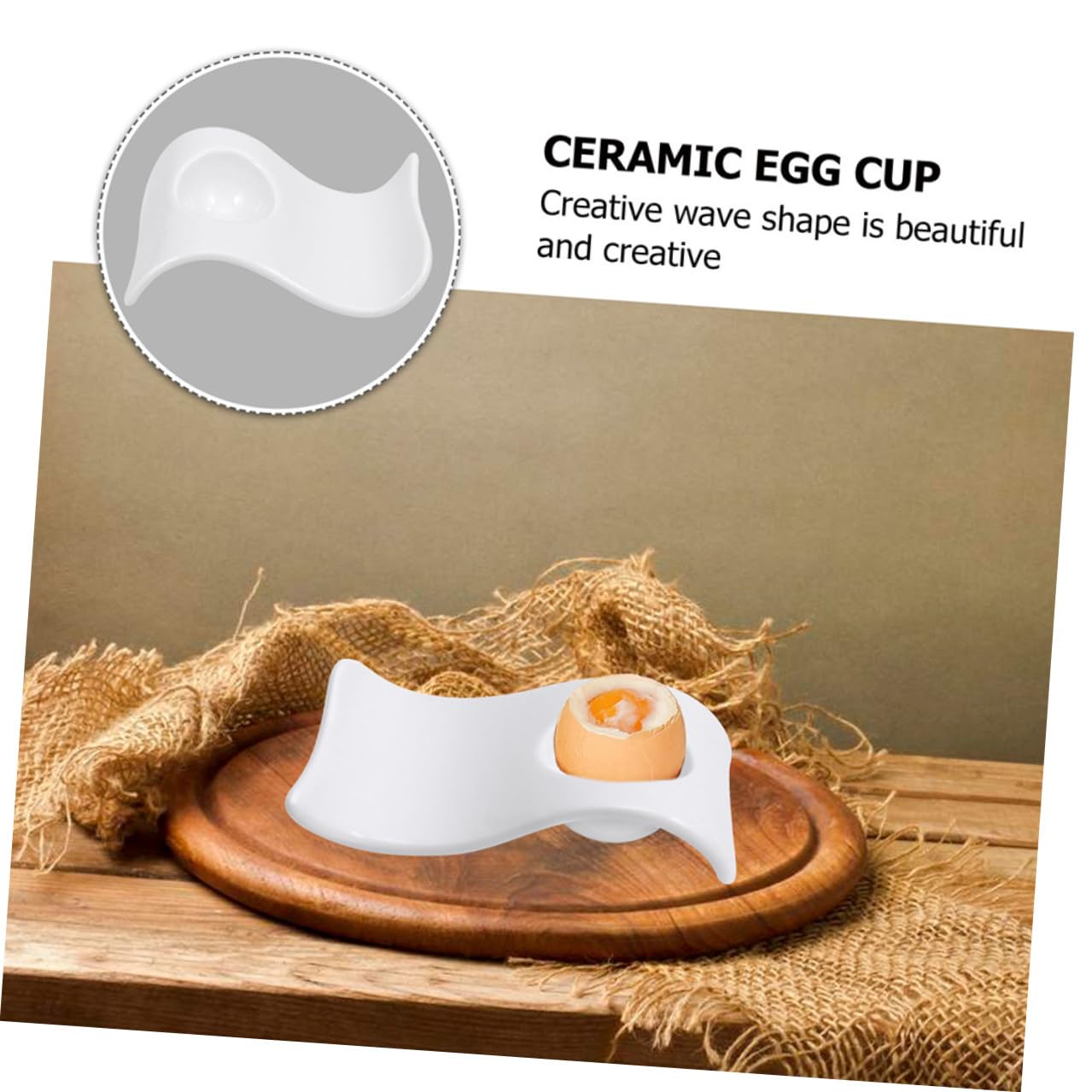 Coquetiers en Céramique Blanche Plateau de Service Élégant et Moderne pour Tenir Œufs Durs 6 Pièces pour Petit-déjeuner Pratique