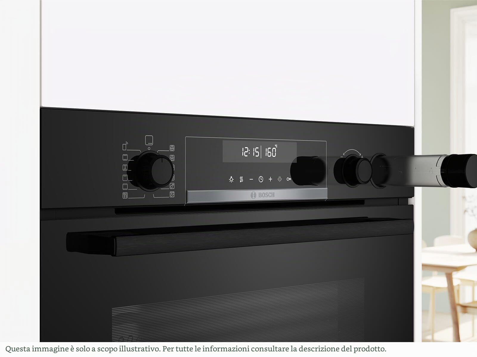 Bosch HRG578CB7, serie 6, forno intelligente da incasso con supporto per vapore, 60 x 60 cm, prodotto in Germania, pirolisi, termometro per arrosti, funzione Air Fry, funzione aria calda 3D, soft