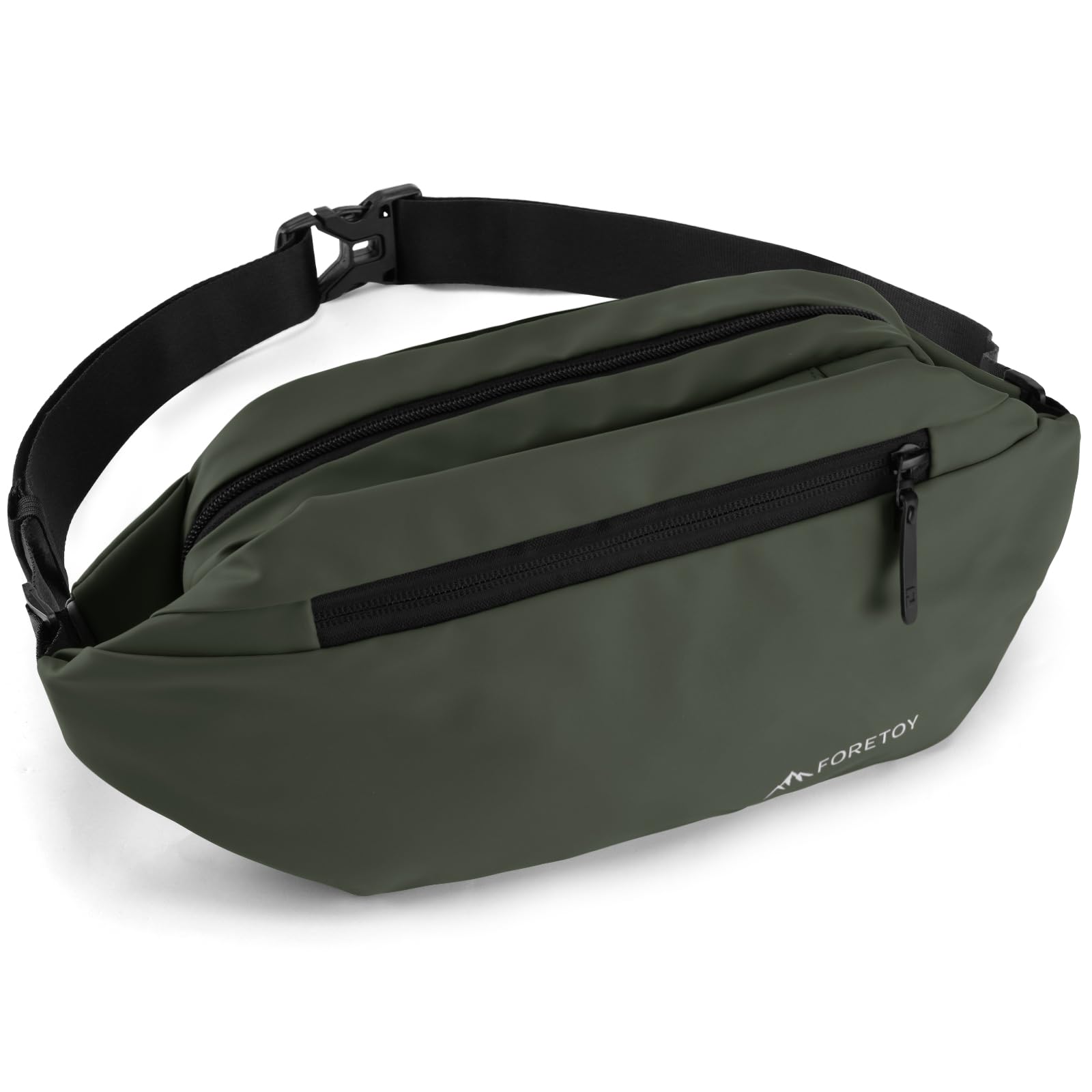 Marsupio Uomo e Donna, Marsupio Impermeabile con 4 Tasche, Marsupio Unisex con bottiglia, Borsa a marsupio Cintura Regolabile per Sportivo Running Ciclismo Campeggio Viaggio Corsa (Verde scuro)
