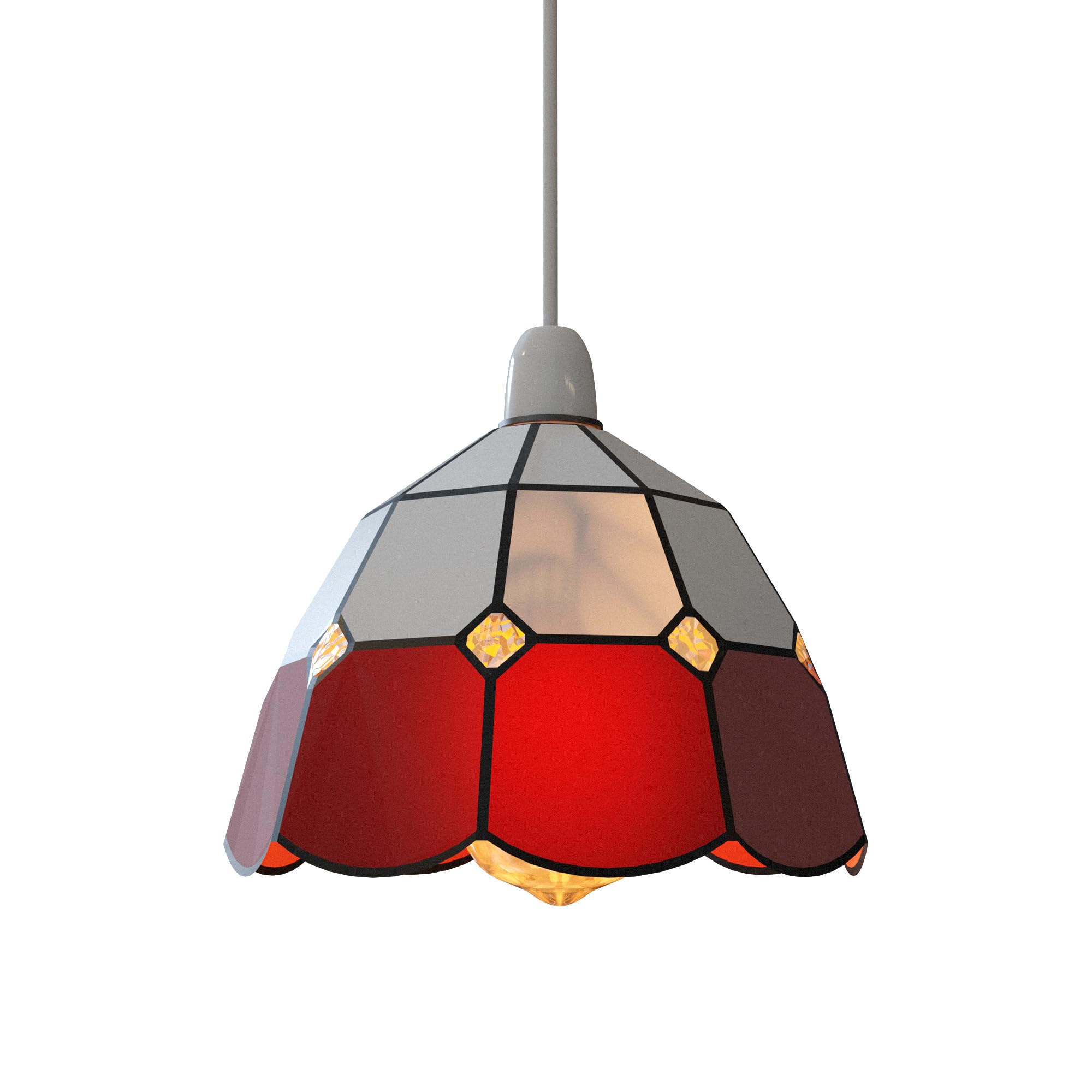 DC VOLTAGE Tiffany Style Lamp Shade Antique Red and White Glass and Mosaic Dragonfly Design Ceiling Lamp Pendant Stained Glass Shade |Easy Fit Replacement Light Shades