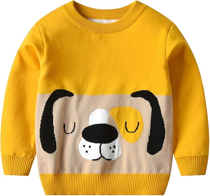 Amazon Co Jp Eozy 子供服 セーター 長袖 動物プリント 可愛い 男の子 女の子 ニット トップス クルーネック 暖かい ベビー用 防寒 通園 通学 110 イエロー 服 ファッション小物