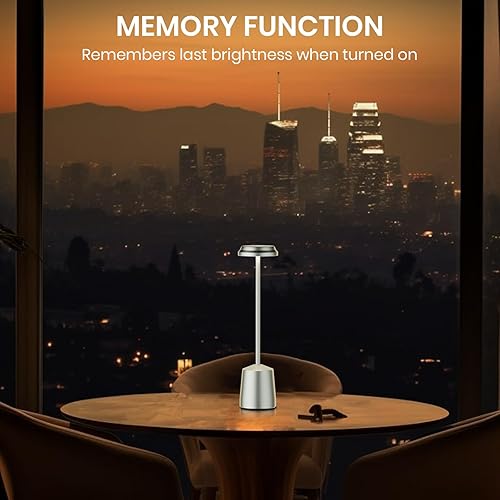 Miniatura 6 de Lámparas de mesa LED inalámbricas, luz de mesa portátil recargable de 5000 mAh, funciona con pilas, control táctil de atenuación continua de 3