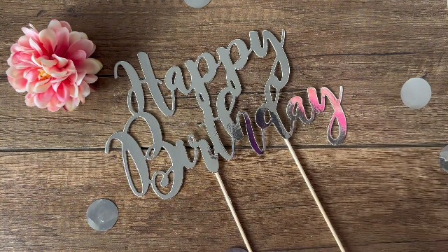 Topper Per Torta Happy Birthday Argento - Decorazione Per Compleanni E Feste - Foto 8