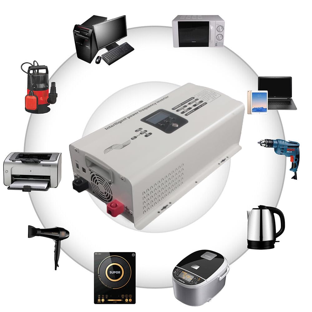 6000W Hybrid Solar Wechselrichter 24V 50 Hz/60Hz Off Grid Reine Sinuswelle Inverter Built-in 50A 60A Photovoltaik Batterie Laderegler (24, Volt)
