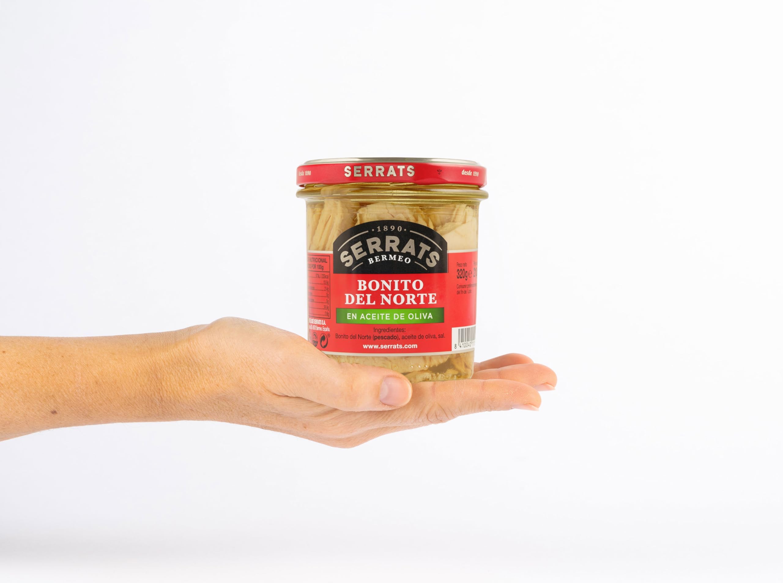 CONSERVAS SERRATS - Thon Germon de Cantabrique à l'Huile d'Olive - 6 Bocaux x 320g (Total : 1920g) - Fabrication Artisanale depuis 1890 - Sans Gluten - Riche en Oméga 3 – Premium