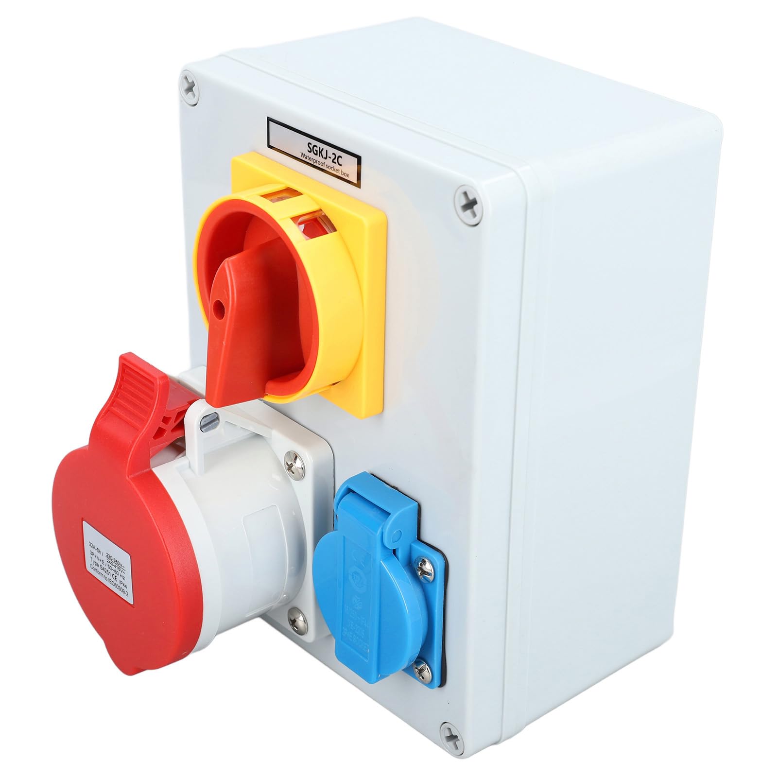 Enchufe Europeo Enchufe Industrial con Interruptor IP44 Caja de Salida Impermeable para Exteriores 250 V 16 A 32 A 5 Pines Compacto Práctico para Varios Lugares de Trabajo en