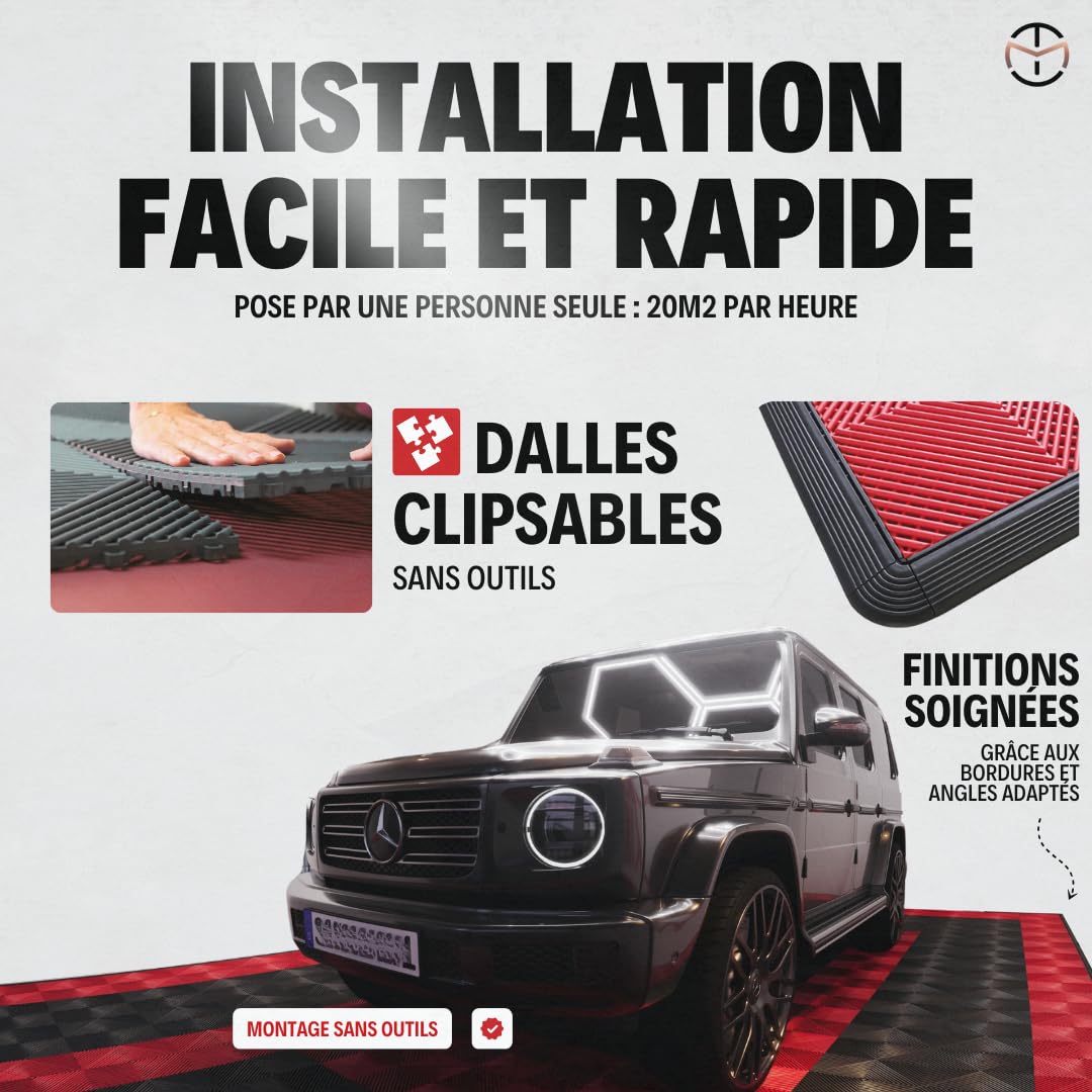 Set di 25 lastre per garage in PVC Clipsable 40 x 40 x 1,8 cm, bianco (4 m²), piastrelle traforate resistenti, antiscivolo e drenanti, rivestimenti per pavimenti esterni, terrazza spa