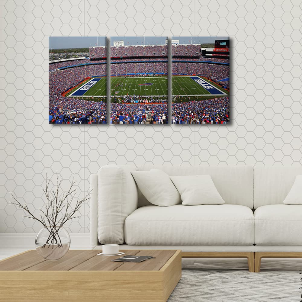 TUMOVO Stampa artistica da parete su tela con stampa della squadra di football americano, stampa a 3 pannelli, stadio sportivo di bufalo, poster Artwok Highmark Stadio, decorazione per la casa per