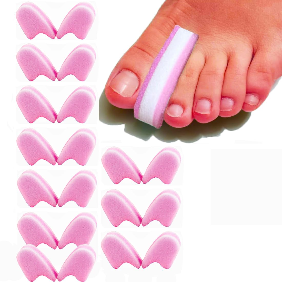 20 Pieces Foam Toe Separator, Toe Spacer Gasket-Redress Overlapping Toes, Prevent Friction and Release Pressure Reduce Friction and Relieve Corns Pain