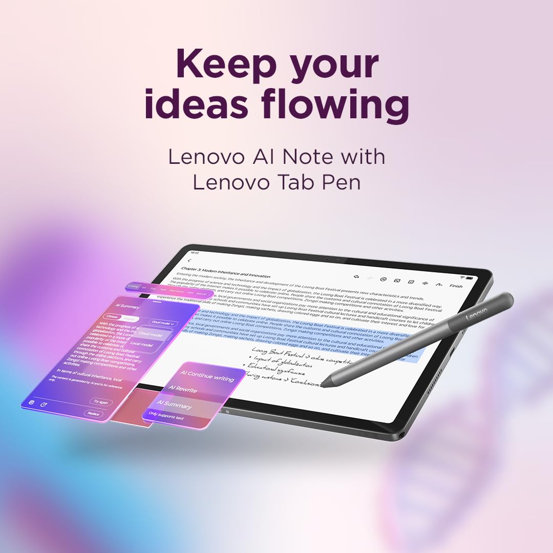 Lenovo Idea Tab - Display 11" 2.5K (2560x1600) 90Hz, Processor Mediatek Dimenity 6300, RAM 8GB, Memory 128GB, WiFi 5, Tablet Android 15, Tab Pen included - Luna Grey — view 5