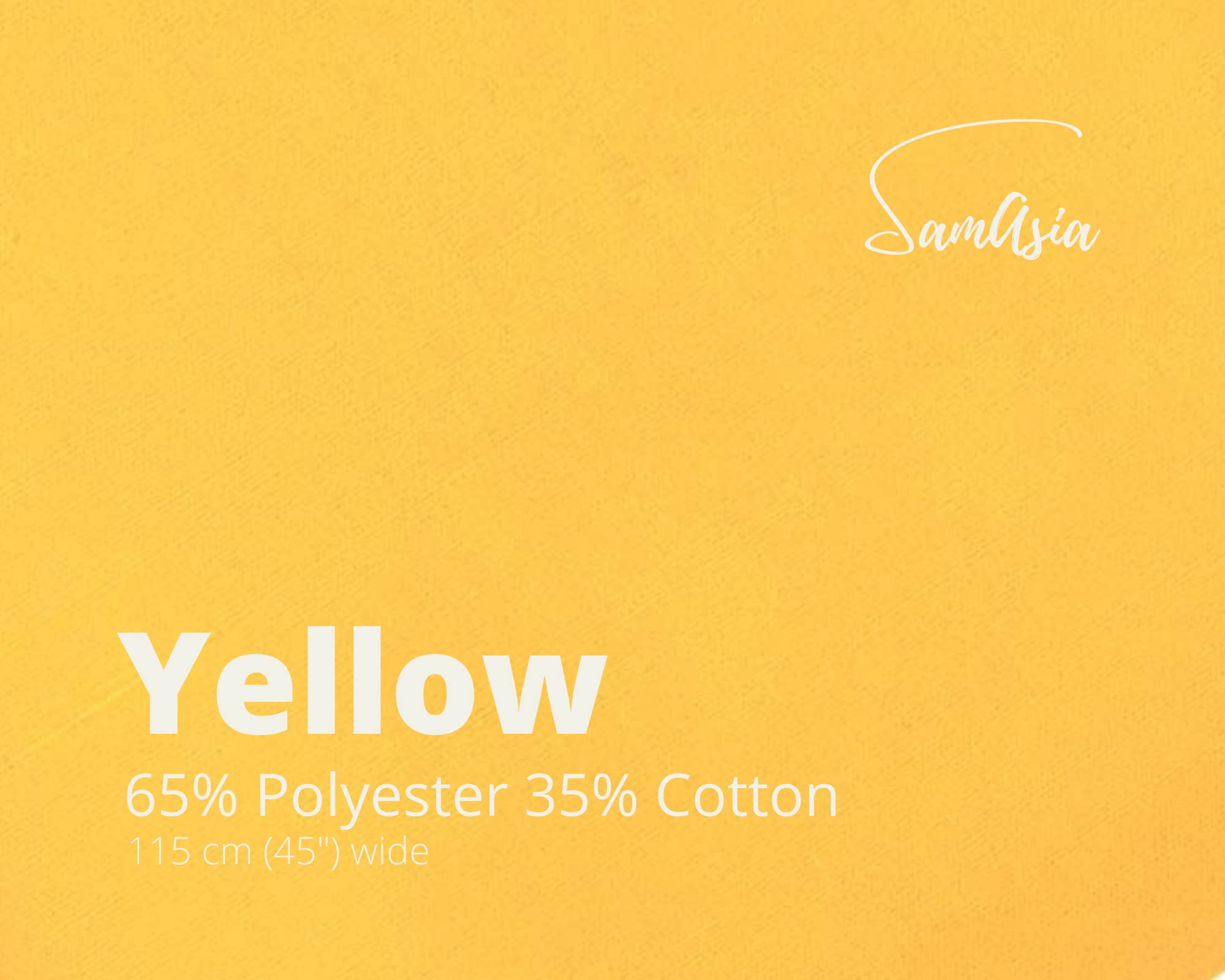 Plain Yellow Polycotton Fabric for Dressmaking Art & Craft, Sewing, Quilting, 1 METRE - Image 2