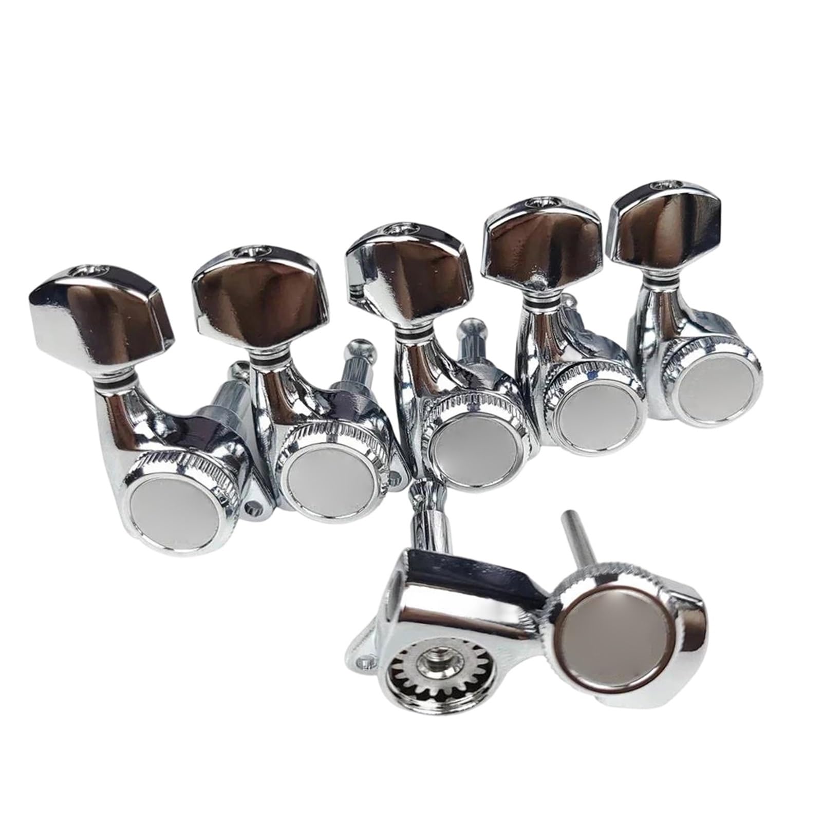 Leistungsart Gitarren stimmwirbel 1 Set Locking Tuners E-Gitarre Mechaniken Lock String Tuning Pegs Chrom Silber(6R)