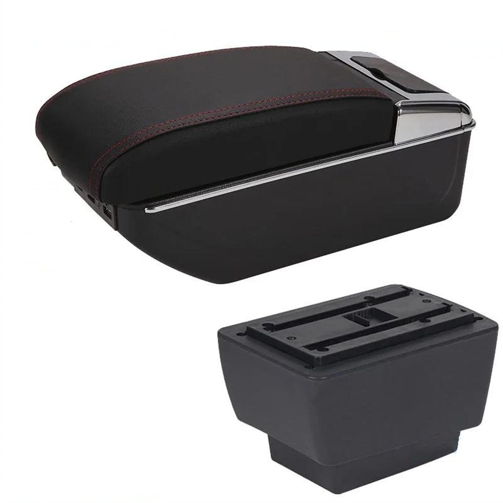 NOHEEU Center Console Armrest Storage Box For Fabia 3 III Combi 2015-2021 Car Interior Parts Modification Accessories(A1 Black red 7USB)