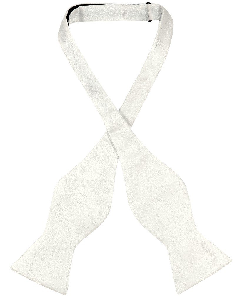 Vesuvio Napoli SELF TIE Bow Tie OFF-WHITE Color PAISLEY Design Men's BowTie