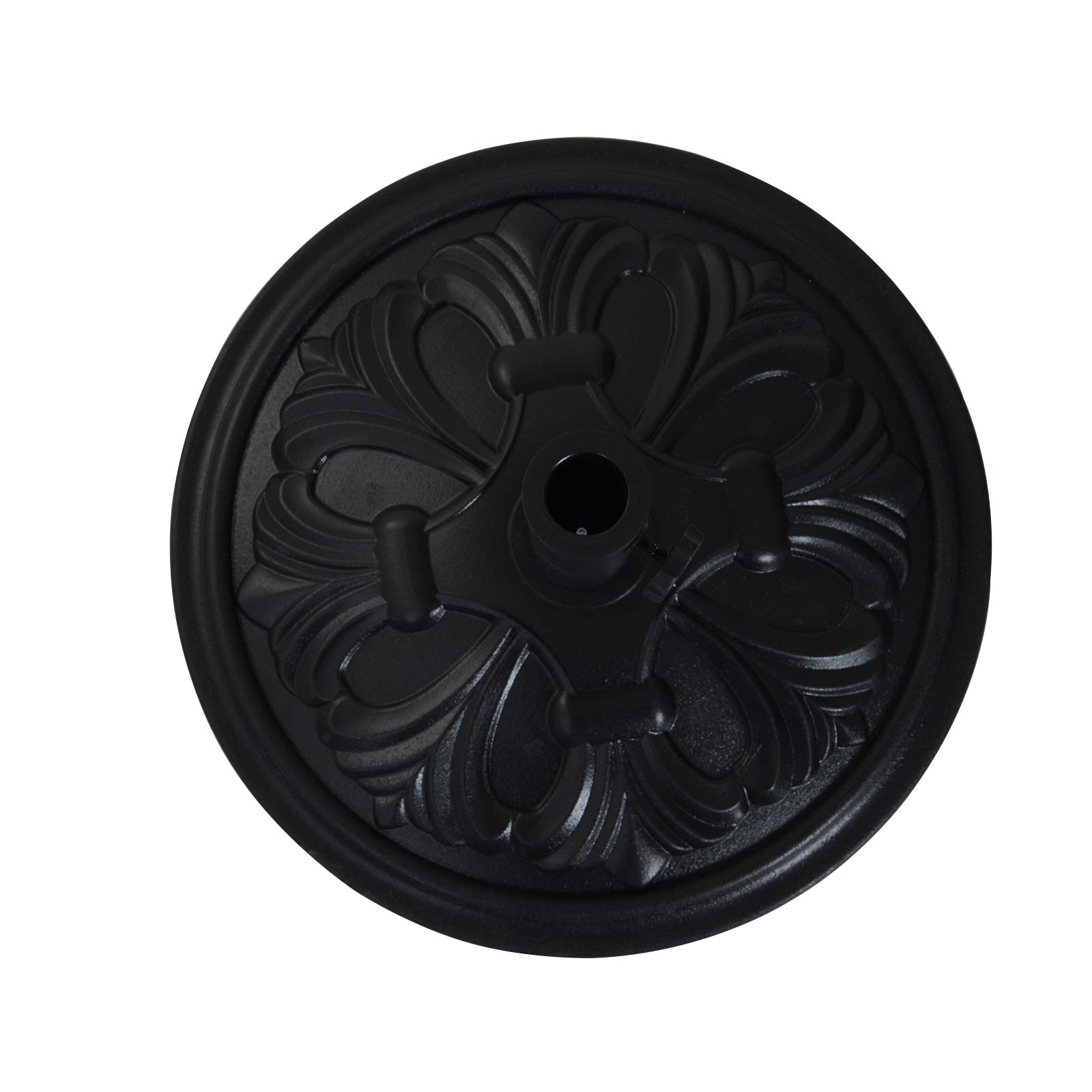 Outsunny Base de Sombrilla Peso 13 kg Soporte para Parasol Redondo de HDPE y Cemento para Poste de Paraguas de Ø35/38/48 mm para Terraza Patio Jardín Playa Ø48x34 cm Negro
