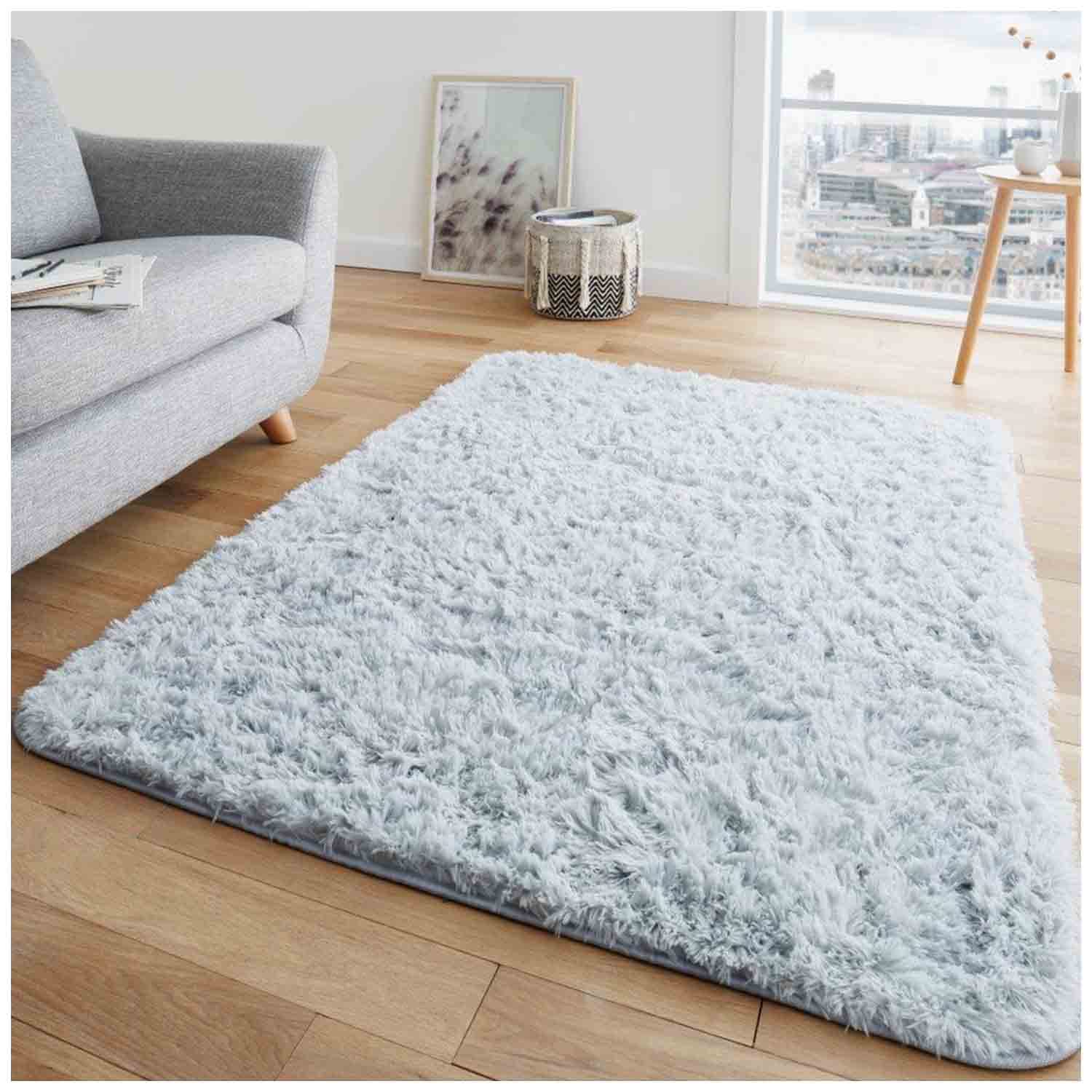 GC GAVENO CAVAILIA Fluffy Area Rugs, Silver, 60X110