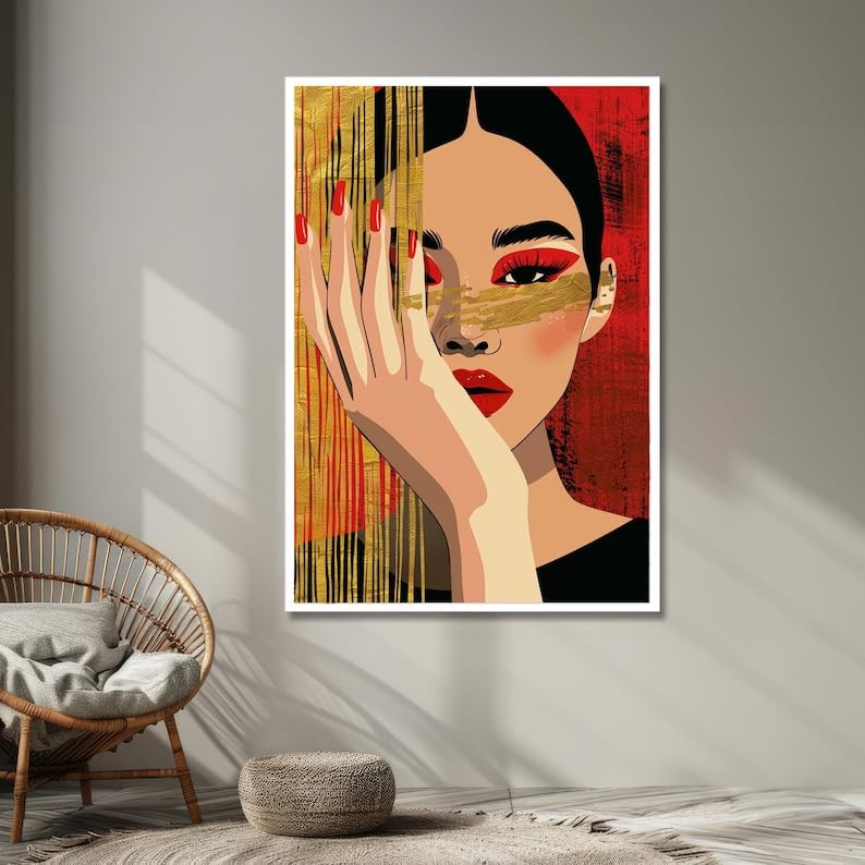 Art mural tendance pour rajeunir vos murs blancs | Toile minimaliste femme élégante 40x60