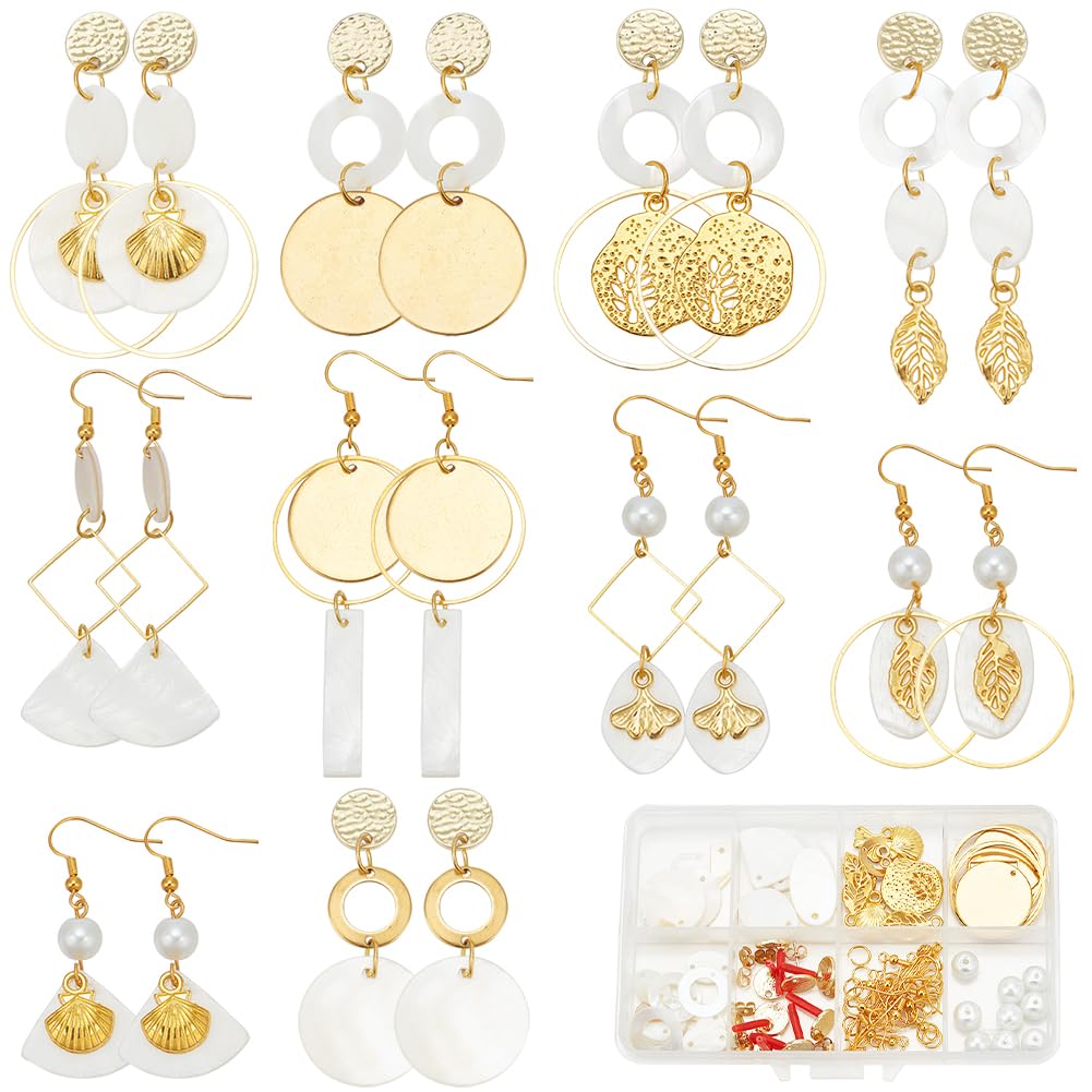 Boucles d'oreilles coquillage naturel kit bijoux DIY d'été doré