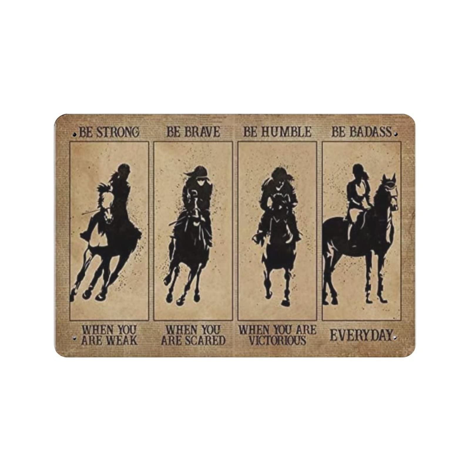 AOOEDM Cowgirl Be Strong Vintage Tin Sign Metal Tin Signs for Man Cave Funny Art Wall Plaque Kitchen Bar Pub Coffee Shop Wall Decor