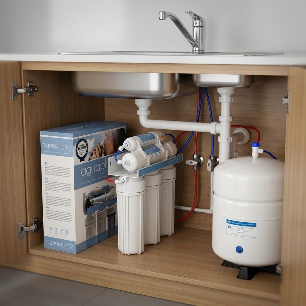Suinga Equipo Osmosis Inversa 5 Etapas Sin Bomba | Conexion Rosca Macho 1/4" | Presion Minima 2,5 Bar | Agua Purificada y Segura | Elimina Sabores | Proporciona Agua de Baja Minerilacion