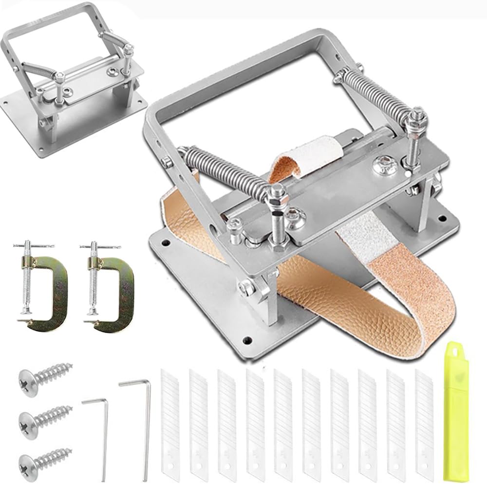 Machine à effiler manuelle,Machine de Pelle en Cuir Bricolage,Manuel en Cuir Skiver Pelle Machine de Peau,Avec 3 vis de fixation,10 lames remplaçables et 2 clés hexagonales Pour cuir tanné