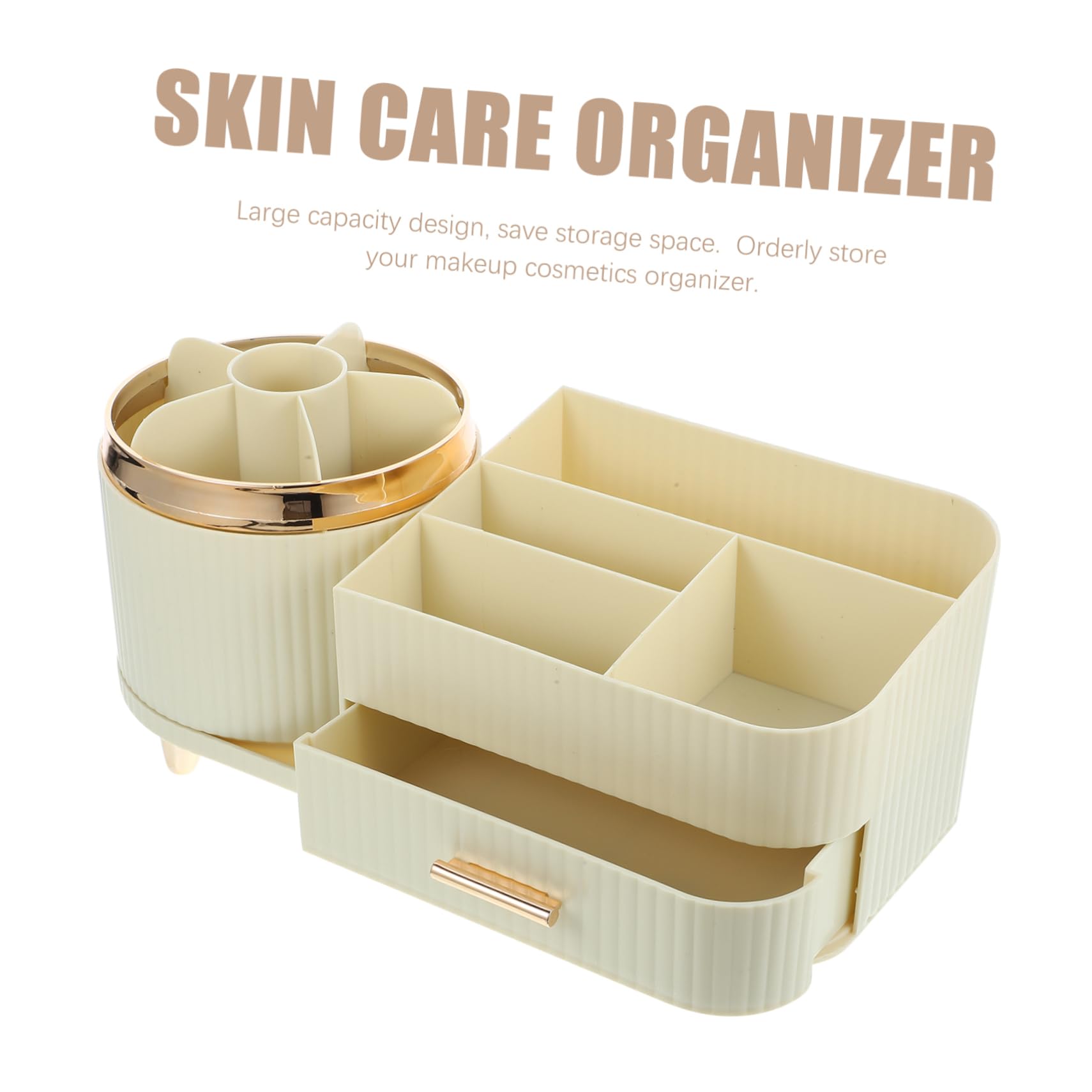 BESTOYARD Drehbarer Make Up Pinselhalter mit Organizer, Pet, Beige