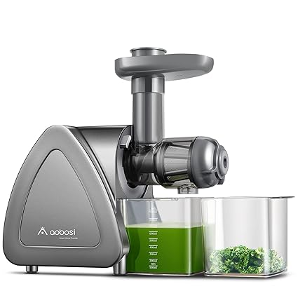 Aobosi Slow Masticating Juicer Machine, Cold Press juicer Extractor, Quiet Motor, Reverse Function, High Nutrient Fruit and Vegetable Juice with Juice Jug & Brush for Cleaning, Gray