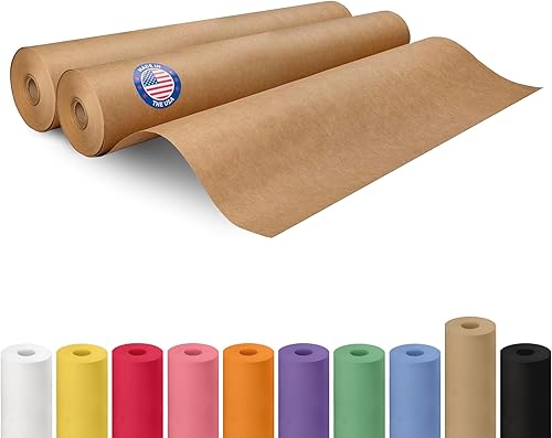 Vista 188 de Rollo de papel kraft marrón de 24 x 2160 pulgadas (180 pies), paquete de 4 – Papel de embalaje marrón hecho en Estados Unidos de 30 libras de grosor